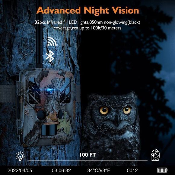 WiFi Trail Camera Solar Powered Camera 4K HD Video Hunting for Wildlife Monitori - Picture 3 of 10